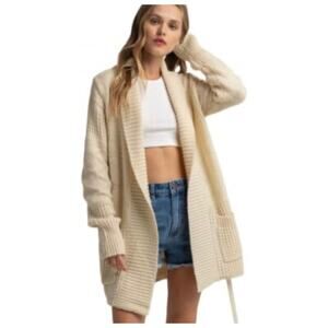 Wrangler X Billabong collaboration cardigan with pockets, cream large